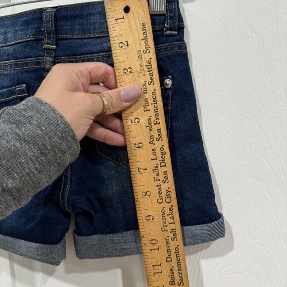 7 For All Mankind Girl's Distressed Cuffed Bermuda Denim‎ Jean Shorts size 5 - Picture 4 of 9